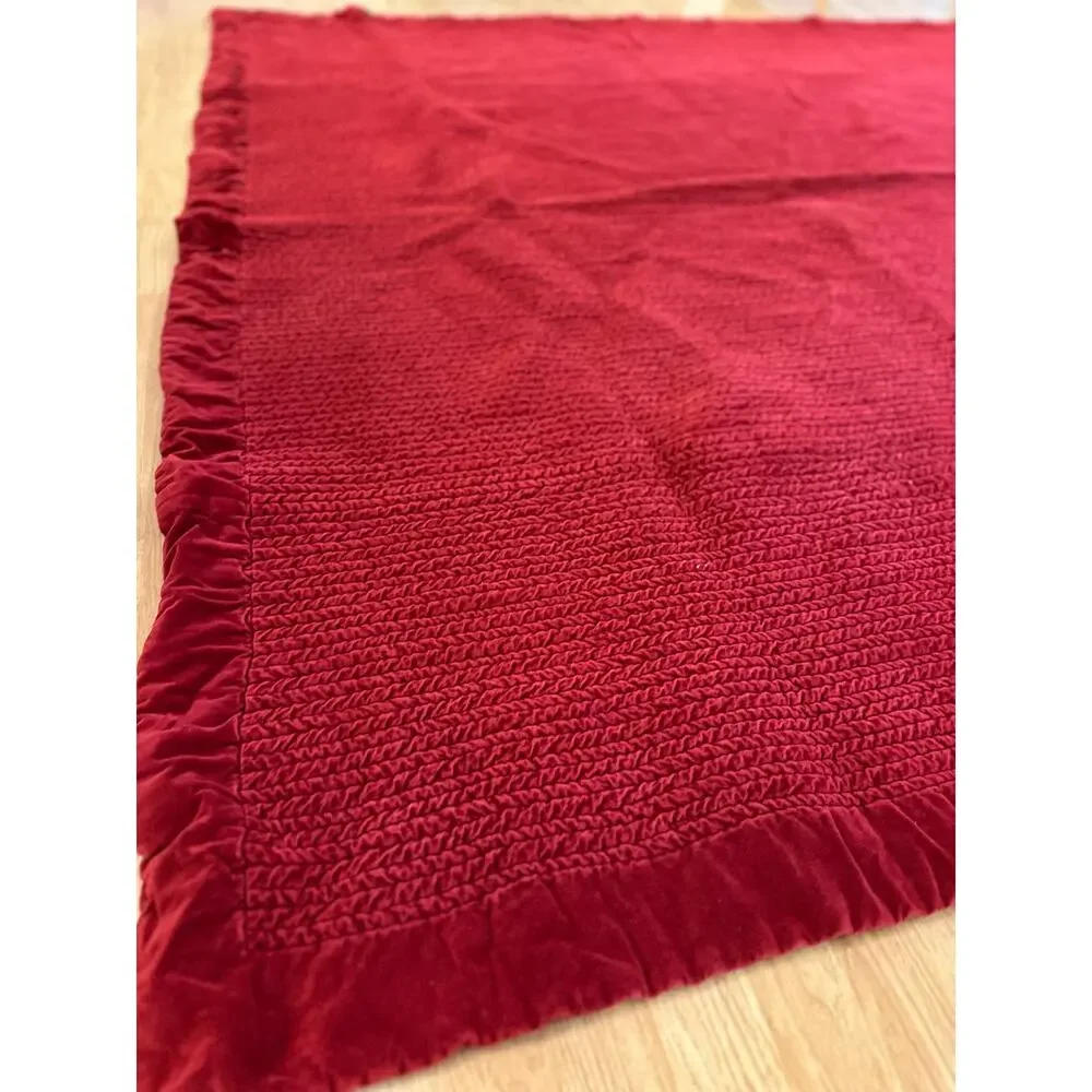 Pottery Barn Washed Red Velvet Quilt Full/Queen